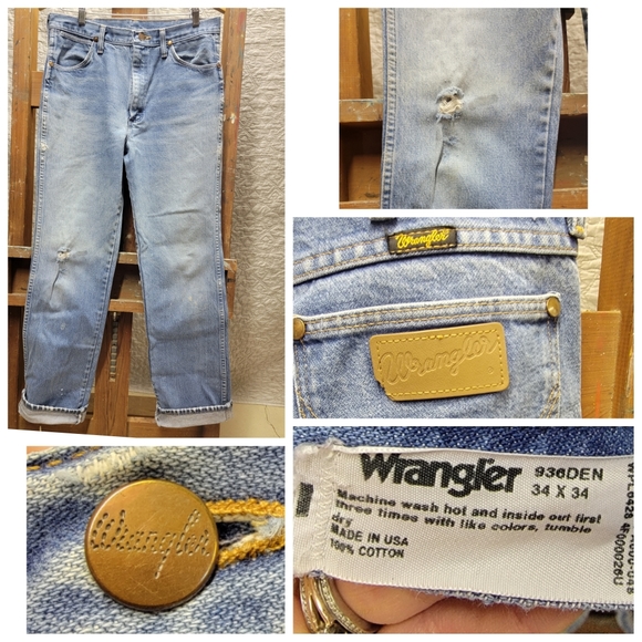VTG vintage Wrangler Mom Jeans denim cowboy 6 8 Perfectly worn 80s 90s retro - Picture 1 of 12